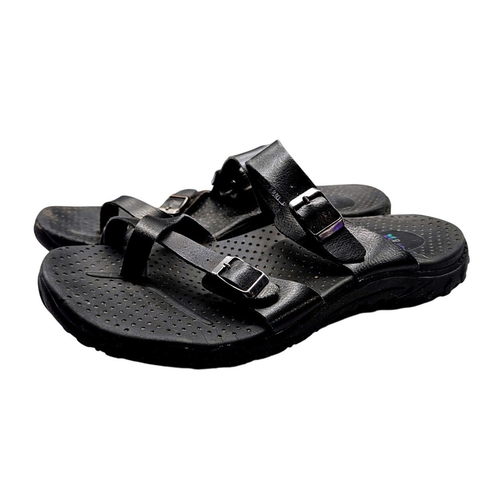 Skechers Reggae-Caribbean Sz7 Double Buckle Toe Loop Slide Sandals Women‎ #340